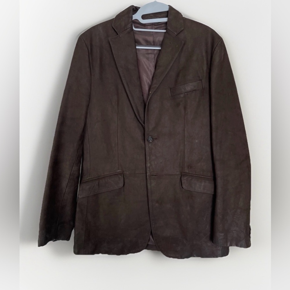 Banana Republic Men’s Nubuck Leather Blazer-Brown, Size 38.